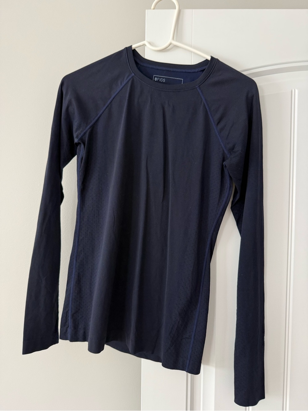 FIGS Navy Long-Sleeve Crew Neck Top